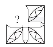 A piece of paper is cut as shown in the following figure, in which a part of the picture is missing. From the given answer figures, select the appropriate part which is missing?