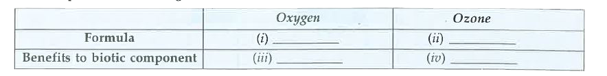Complete the following table :          (b) How is ozone formed at the higher levels of atmosphere ?