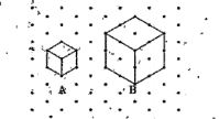 Look at the adjacent figure. Find the number of unit cubes in cube A and cube B and find the ratio.