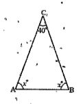 One angle of /\ABC is  40^@and the other two angles are equal. Find the measure(value) of each Equal angle.