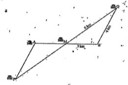 The map given below shows five different villages. Village M lies exactly halfway between the two pairs of villages A and B as well as P and Q. What is the distance between village A and village P. (Hint: check if DeltaPAM~= DeltaQBM)