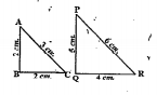 Are the triangles formed in each figure similar? If so, name the criterion of similarity. Write the similarity relation in symbolic form.