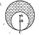 find the area of the shaded region in figure, given in which two circles with centers A and B touch each other at the point C. If AC= 8cm and AB=3cm.