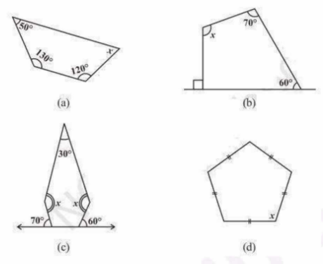 Find the angle measure x in the following figures.