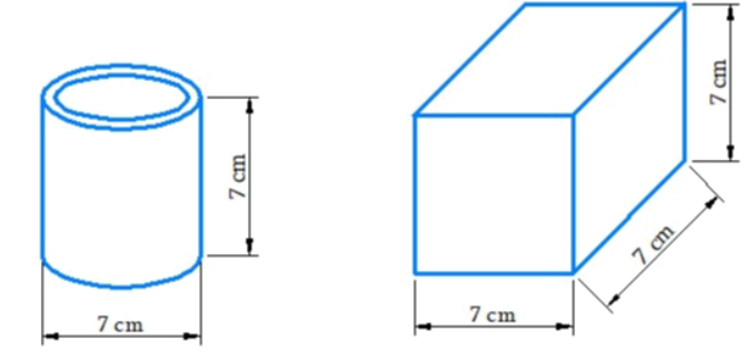 Describe how the two figures at the right are alike  and how they are different. Which box has larger lateral surface area?