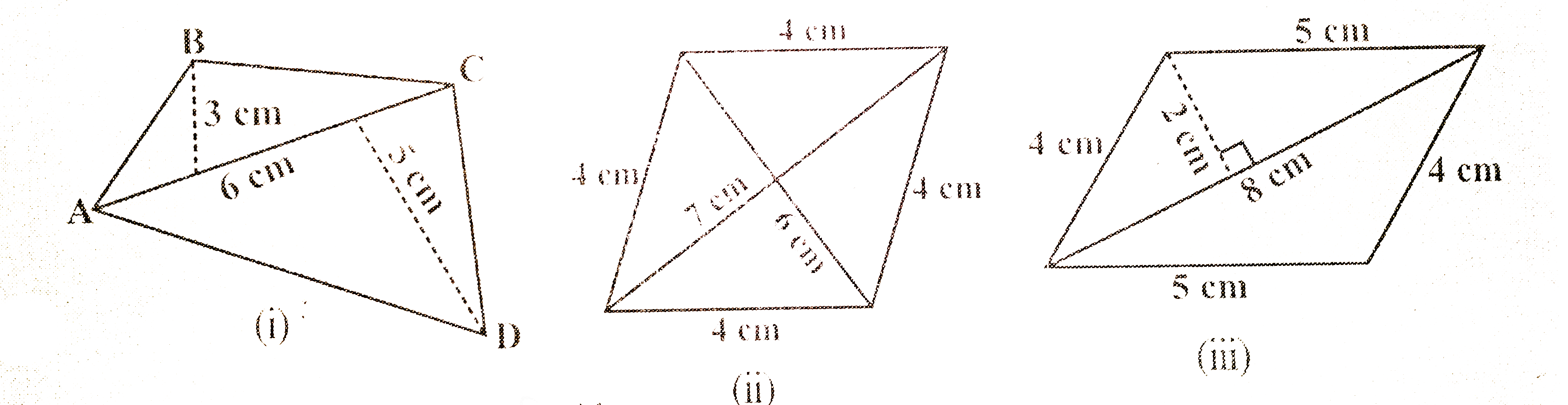 निम्नलिखत चतुर्भुजों  का क्षेत्रफल  ज्ञात कीजिए ( आकृति 11 .14 )