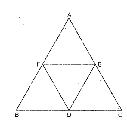 In Figure, B D E F\ a n d\ D C E F
are each a parallelogram. Is it true that B D=D C ?
Why or why not?