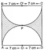 Find the area of the shaded region in Fig.
  15.49, if A B C D
is a
  square of side 14 cm and A P D
and B P C
are
  semi-circles.