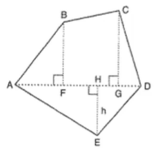 Find the area of the pentagon shown in Figure,
  if A D=10 c m ,\ A G=8c m ,\ A H=6c m ,\ A F=5c m ,\ B F=5c m ,\ C G=7c m\ a n d\ E H=3c mdot