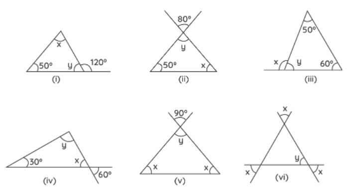 Find the values of the unknowns x and y in  the following diagrams