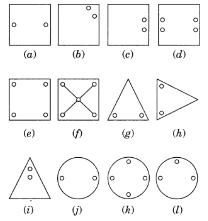 Copy the figures with punched holes and find the  axes of symmetry for the following: