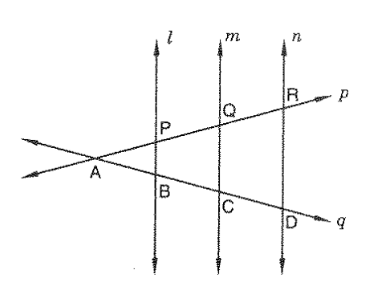 From Figure, name 
(i)All pairs of parallel lines. 
(ii)all pairs of intersecting lines. 
(iii)ines of whose point of intersection in P
 
(iv)lines whose point of intersection in C
 
(v)lines whose point of intersection in R 
(vi)Collinear points.