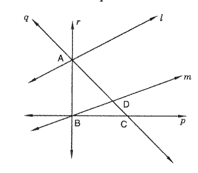 From Figure, write 
(i)Lines intersecting at A 

(ii)Lines intersecting at B
 
(iii)Concurrent lines and their point of concurrence.