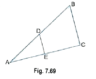 In Fig. 7.69, DEabs()BC. If (AE)/(EC)=4/13 and AB= 20.4 cm, find AD.