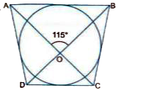 In  Fig  the quadrilateral ABCD circumscribes a circle with centre O. If angleAOB= 115^@,  then find angleAOB  = 115^@   then find angleCOD.
