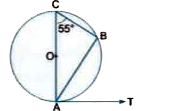 In Fig  O is the centre of a circle and AT is a tangent at point A . what is the measure of angle BAT ?
