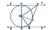 In Fig  XY and X'Y' are two parallel tangents to a circle with centre O and another tangent AB with point of contact C intersecting XY and X'Y' at B , prove that angle AOB = 90^@