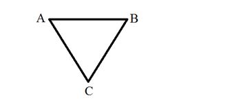 Three thin rods of mass m and length a each are joined to form a triangle ABC in vertical plane. The triangle is pivoted at the vertex A such that it can rotate in the vertical plane. It is released from rest when the side AB is horizontal as shown. As the triangle rotates, the maximum velocity of the vertex B,  v(