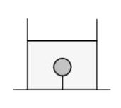 An object of mass m is submerged completely inside water filled in a container kept on a horizontal surface as shown. The object is tied to the bottom of the vessel by a massless, thin thread. In equilibrium, the tension in the thread is T. The relative density of the object is :