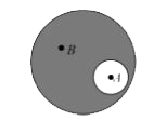 There is an air bubble of radius R inside a drop of water of radius 3R. Find the ratio of gauge pressure at point B to that at point A.
