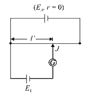 Figure shows a potentiometer circuit, a cell of emf E1 is balanced  by length  l' of the potentiometer wire. If this cell is replaced by  another of emf E2, it is found that total length of potentiometer  wire has to be increased by 50%, in order to have the same  balance length (l').  Then E1//E2  is.