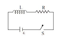 As shown in the figure, a battery of emf epsilon   is connected to an inductor L and resistance R in series. The switch is closed at t=0 . The total charge that flows from the battery, between t=te  and t=2te  (te  is the time constant of the circuit) is: