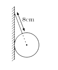 A uniform sphere of weight W and radius 5 cm is being held by string as shown in the figure. The tension in the string will be