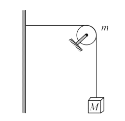 A string of negligible mass going over a clamped pulley of mass m supports a block of M as shown in the figure. the force on the pulley by the clamp is given by: