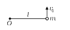 A bob in tied to a string of length l & and kept on a horizontal rough surface as shown in the figure when point O of the string is fixed. The bob is given a tangential velocity V(0)  keeping the string taut as shown in figure. Find the tension in the string as a function of time. The coefficient of kinetic friction is  mu.
