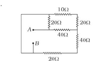 In the circuit shown in figure, the equivalent resistance between   and  is  Omega.