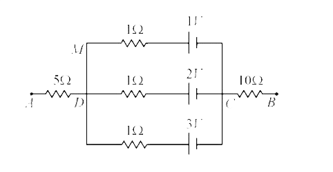 In the circuit shown, the potential difference between A and B is: