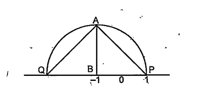 A circle is drawn with B as centre. The circie is passing through the points P and Q in the number line. If P, represents 1 and B represents -1 a) What is the radius of the circle? 
b) Which number represents the point Q? 
c) Find the perimeter of the triangle AQP.
