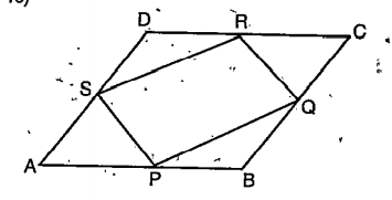 In the figure ABCD iś a parallelogram. dotP, Q, R and S are the midpoint of the sides of the parallelogram. Prove that P Q=R S and Q R=P S.