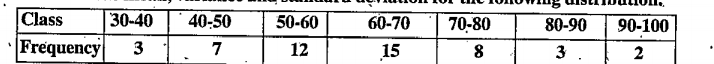 Calculate the mean, variance and standard deviation for the following distribution.