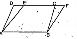In the picture below, A B C D and A E F B are parallelograms. Area of paRallelogram ABCD is 18 sq.cm. What is the area of parallelogram AEFB?