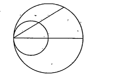 In the picture, a circle is drawn with a . line as diameter and a smaller circle with half the line as diameter. Prove that any chord of the larger circle through the point where the circles meet is bisected by the small circle.