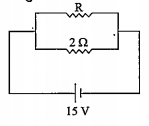 આપેલા પરિપથમાં વપરાતો પાવર 150 W હોય, તો R નું મૂલ્ય કેટલું થશે?
