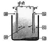 तौवे के विद्युत अपघटनी परिष्करण से संबंधित चित्र में रिक्त स्थान [A], [B], [C], [D] एवं [E]  को पूरा करें-