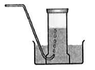 किसी धातु की तनु H2SO4 अम्ल से क्रिया करायी जाती है। उत्सर्जित गैस को चित्र में दिखाई विधि से एकत्र किया जाता है। निम्नांकित के उत्तर दें-      गैस का नाम बताएँ।