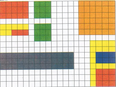 Count the number of squares of different colours and answer the questions given below. Ratio of brown and yellow squares.