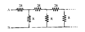 What will be the equivalent resistance between the terminals A and B of the infinite resistive network shown in the figure