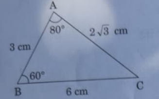In figure - 3, triangleABC and triangleXYZ are shown. if AB = 3 CM, BC = 6 cm, AC = 2sqrt3 cm , angleA = 80^@, angleB = 60^@ , XY = 4sqrt3 cm , YZ = 12 CM and XZ= 6 cm, then find the value of angleY