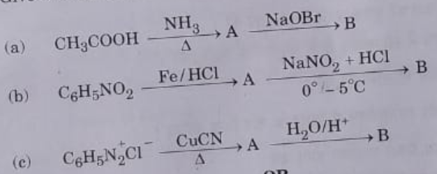 Give the structures of A and B in the following sequence of reactions