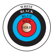 Fig. 12.3 depicts an archery target marked with its  five scoring areas from the center outwards as Gold, Red, Blue, Black and  White. The diameter of the region representing Gold score is 21 cm and each  of the other bands is 10.5 cm wide. Find the area of each of the five scoring  regions.