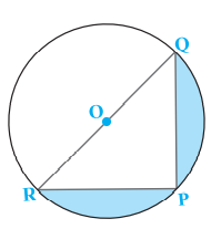 Find the area of the shaded region in Fig. 12.19, if  P Q=24\ c m ,\ P R=7\ c m and O is the  centre of the circle.