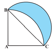 In Fig. 12.33, ABC is a quadrant of a circle of radius  14 cm and a semicircle is drawn with BC as diameter. Find the area of the  shaded region.