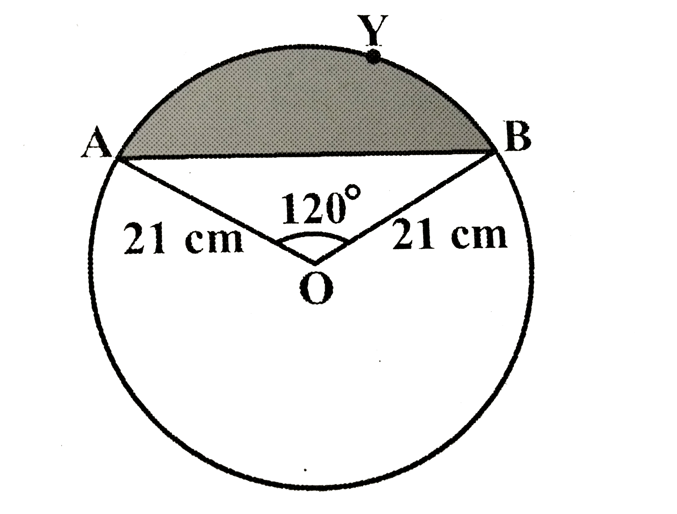 find-the-area-of-the-segment-ayb-of-circle-if-radius-of-the-circle