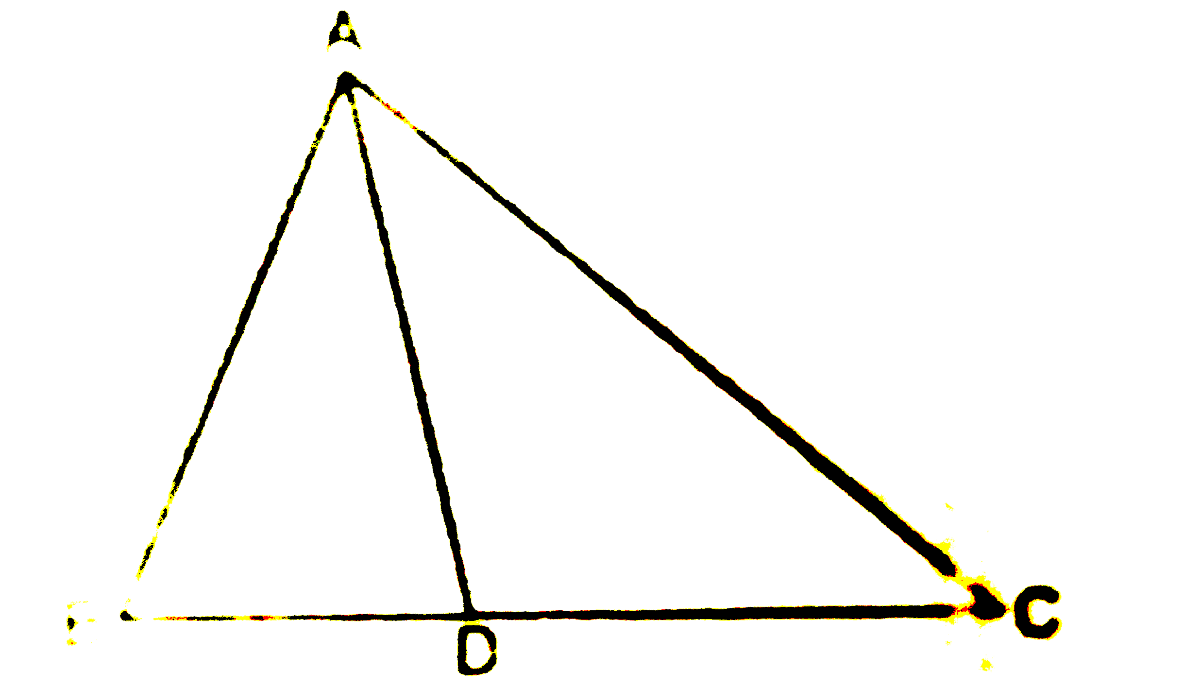 आकृति  में  त्रिभुज  ABC  कि  भुजा  BC  पर  एक  बिंदु  D  इस  प्रकार  स्थित  है  कि  (BD)/(CD)=(AB)/(AC)   है । सिद्ध  कीजिए  कि  AD , कोण  BAC  का  समद्विभाजन  है ।