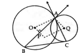 Let A be one point of intersection of two intersecting circles with centres O and Qd . The tangents at A to the two circles meet the circles again at B and C respectively. Let the point P be located so that AOPQ is a parallelogram. Prove that P is the circumcentre of the triangle ABC.