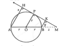 AB is a diameter of circle. P is a point on the semicircle APB. AH and BK are perpendiculars from A and B respectively to the tangents at P. Prove that AH+BK=AB.